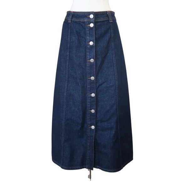 GANNI Denim A-line midi skirt sz 36 US 4 - Picture 4 of 6